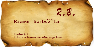 Riemer Borbála névjegykártya
